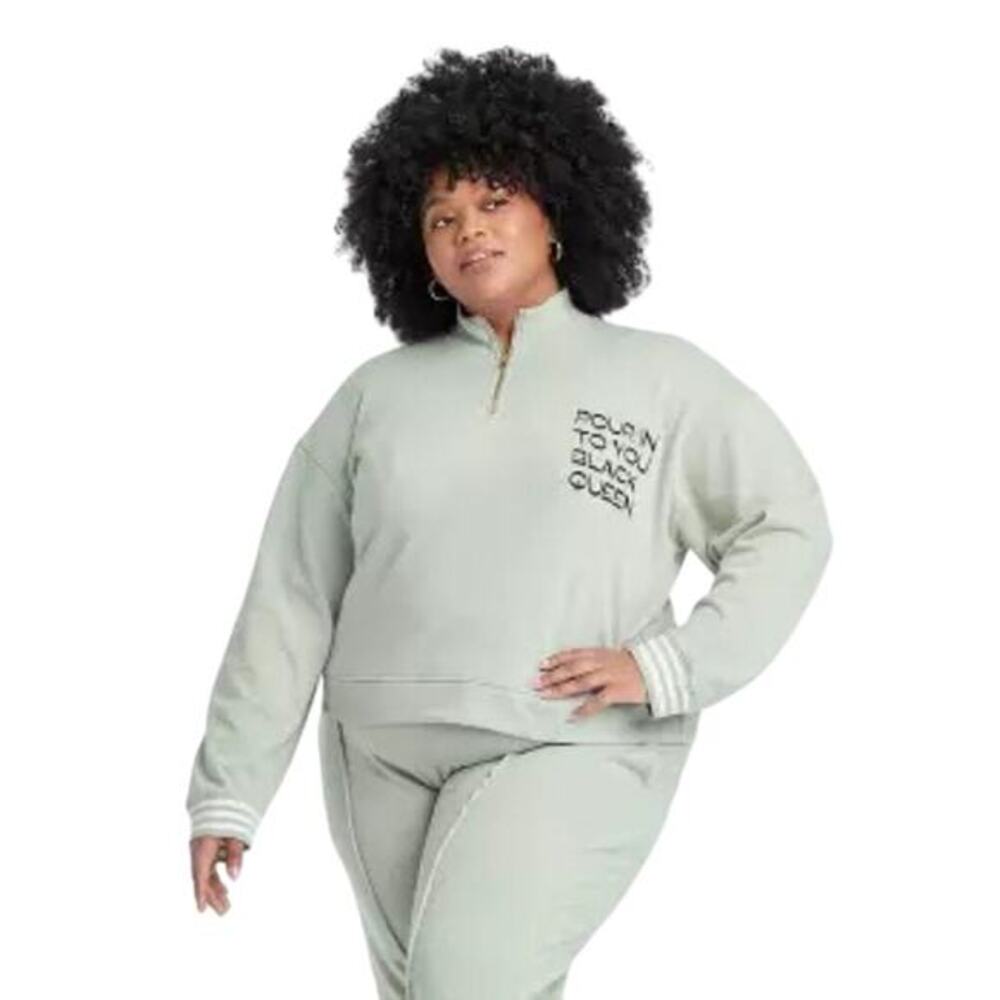 Legendary Rootz Mint Green Half-Zip‎ Sweatshirt Black History Month Theme 2XL